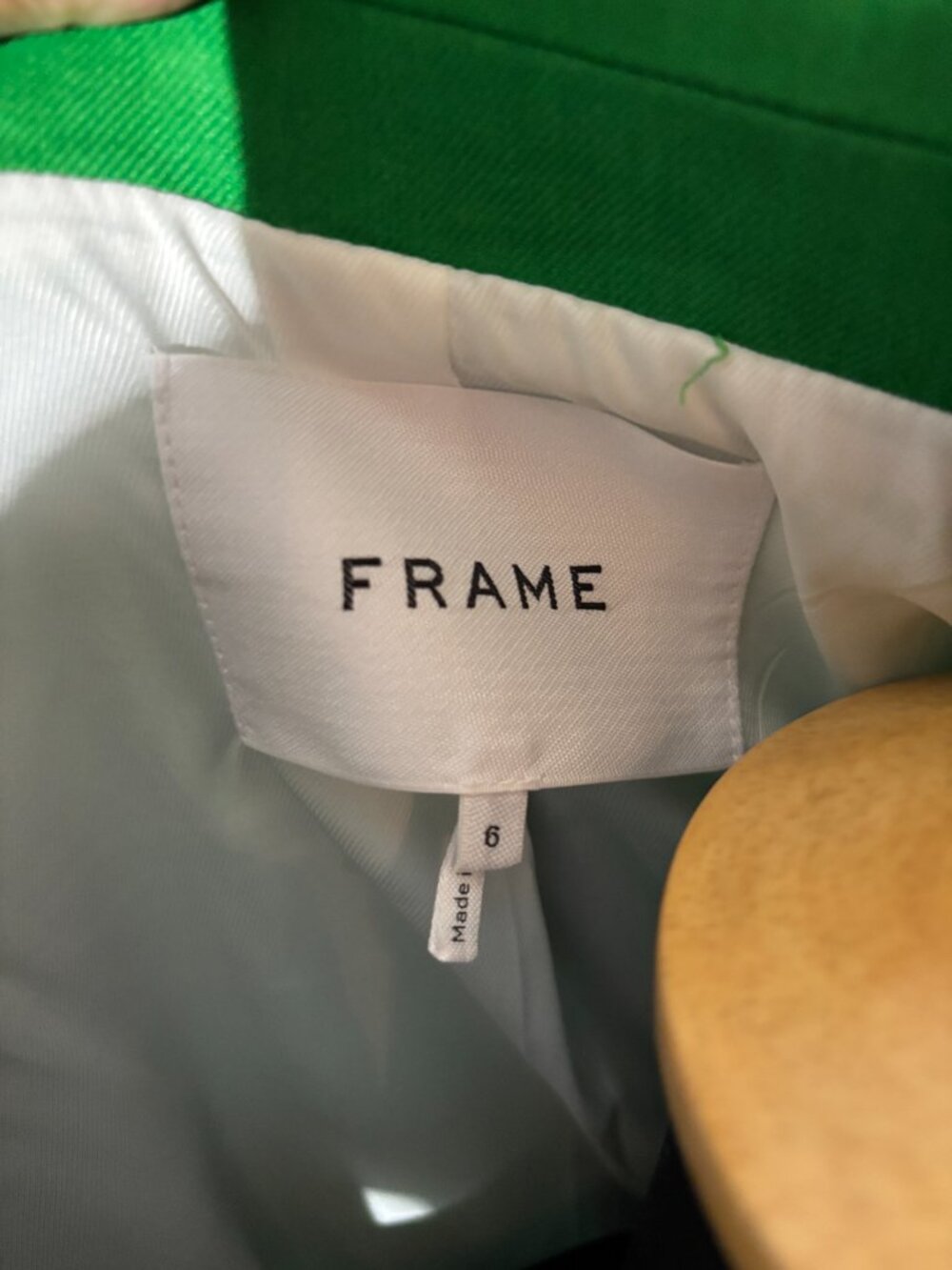 FRAME The Femme Oversized Linen Blazer - Peridot Green (Size 6) - Picture 12 of 12